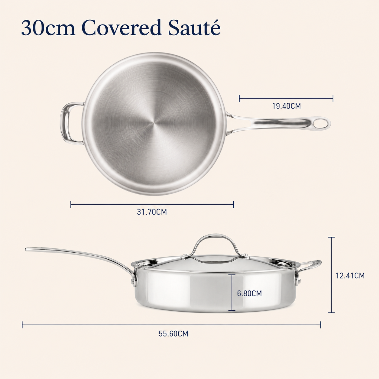 Anolon EverLast Tri-Ply Clad Stainless Steel Induction Covered Sauté 30cm/4.7L
