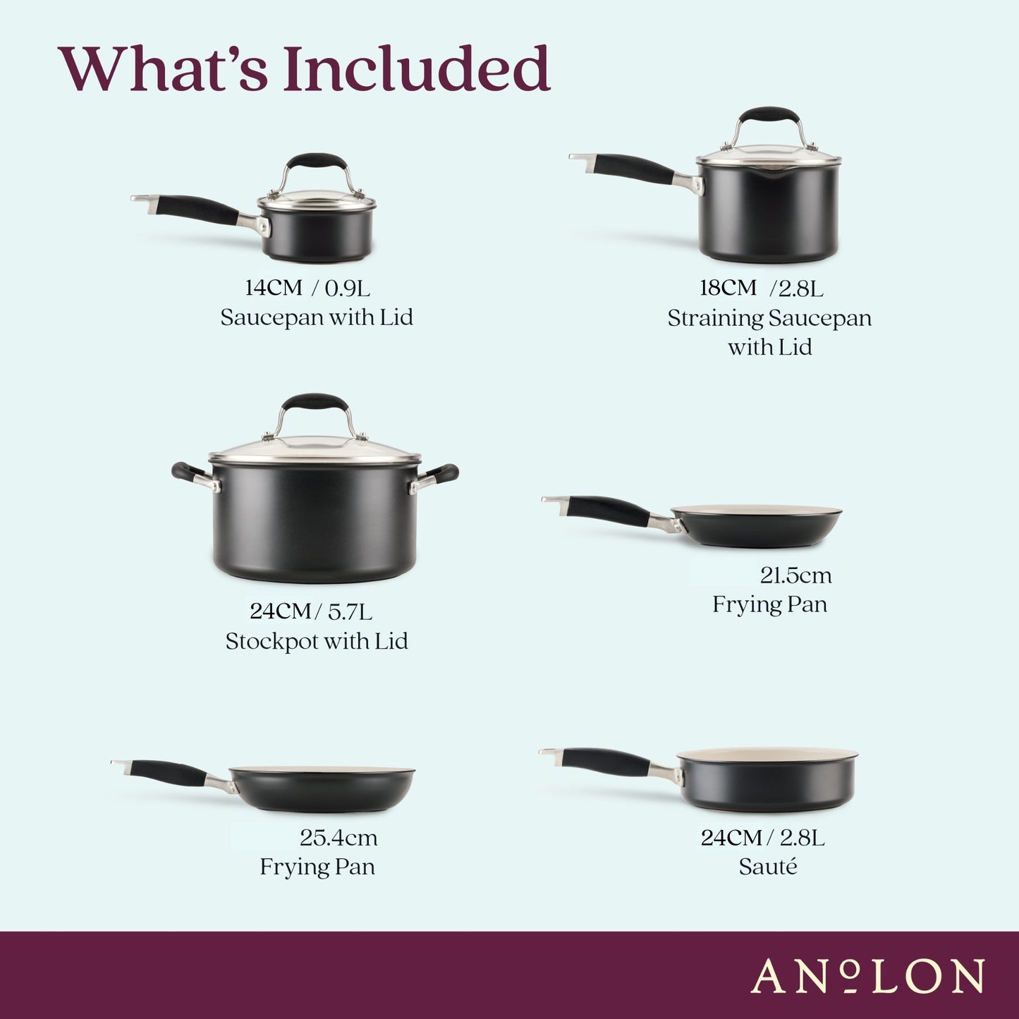 Anolon Advanced Ceramic Nonstick Induction 9 Piece Cookware Set
