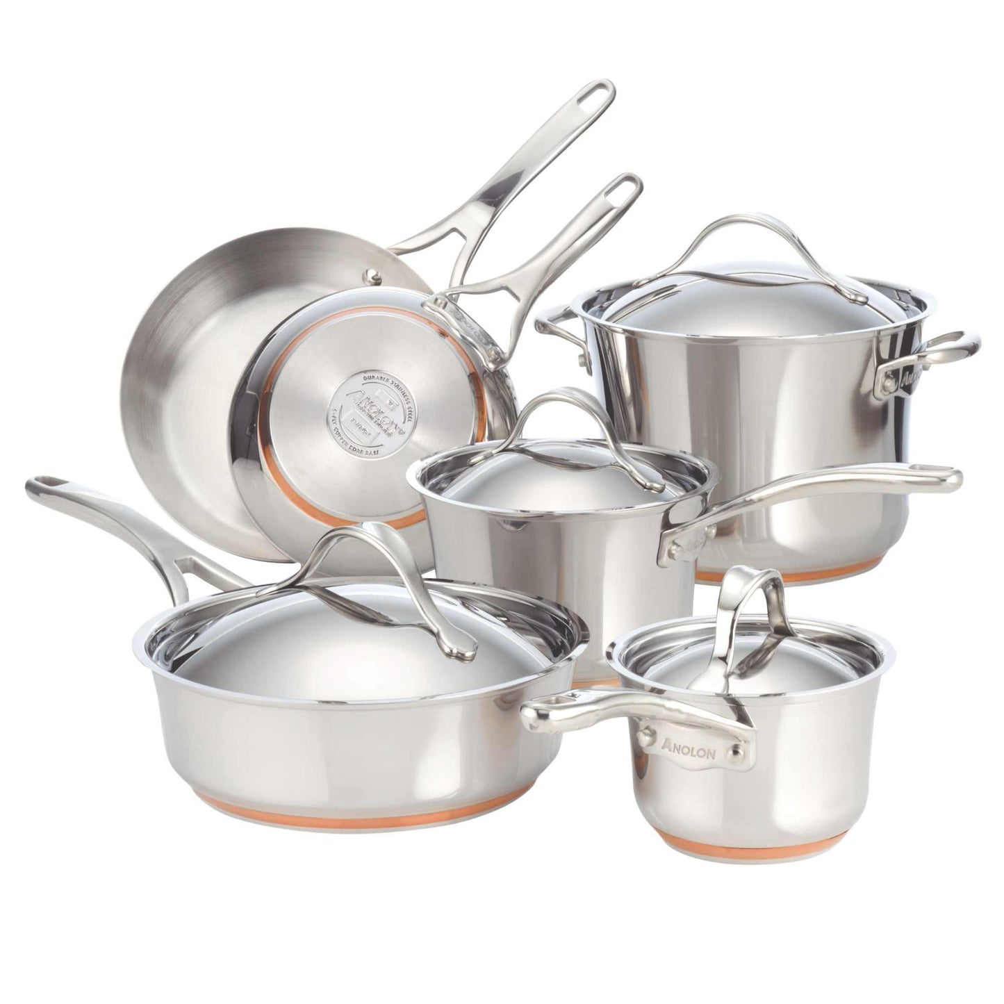 Anolon Nouvelle Copper Stainless Steel Induction 10 Piece Cookware Set