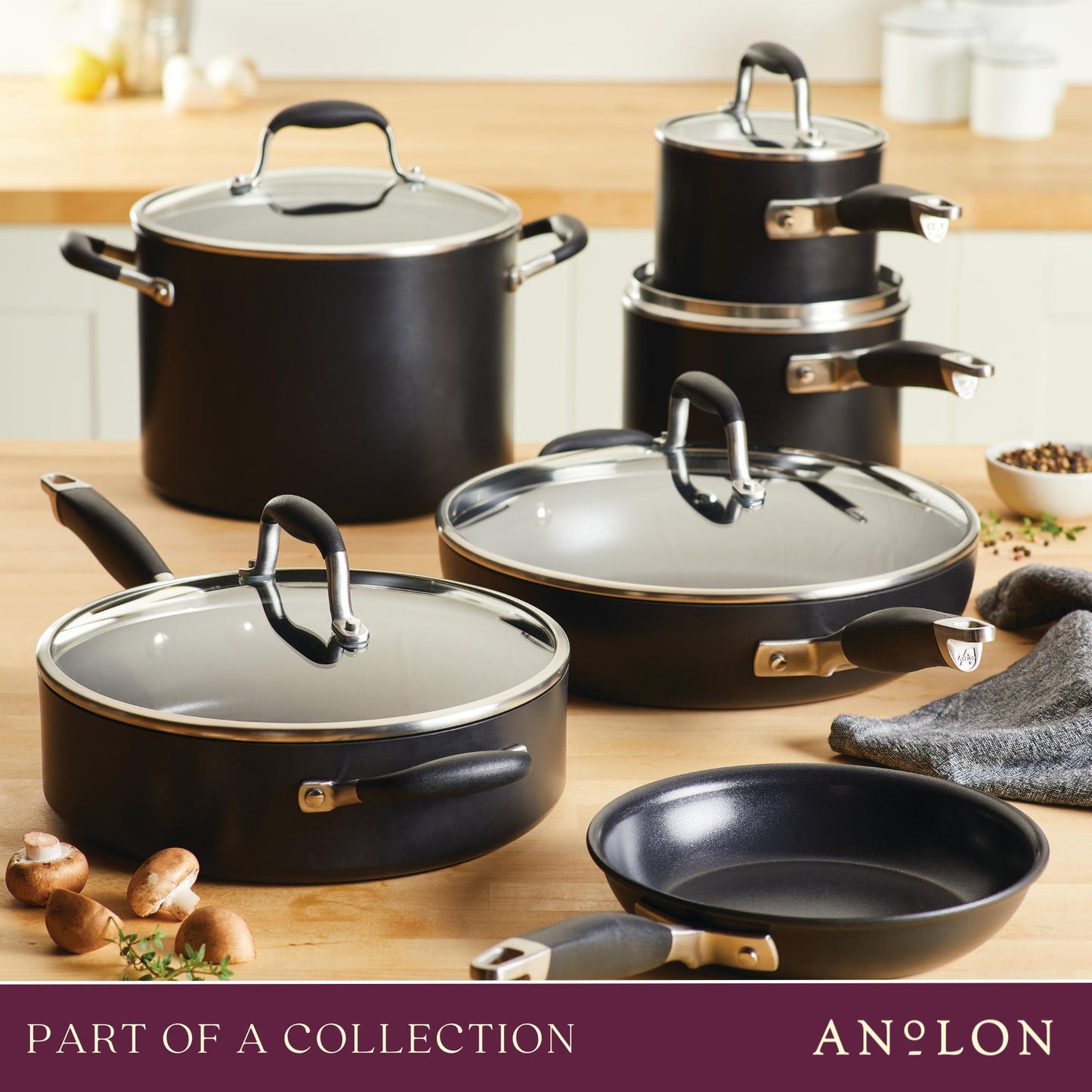 Anolon Advanced Home Nonstick Covered Saute With Helper Handle 30cm Onyx