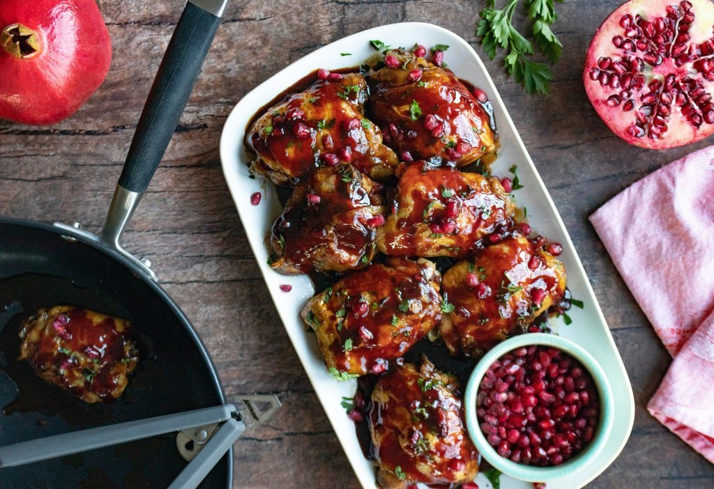 Pomegranate-Honey Glazed Chicken Thighs