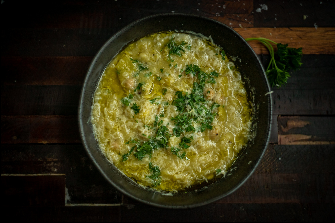 Leek and chickpea soup