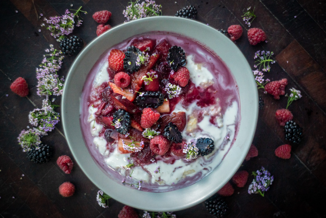 Creamy Coconut Porridge with Stewed Seasonal Fruit