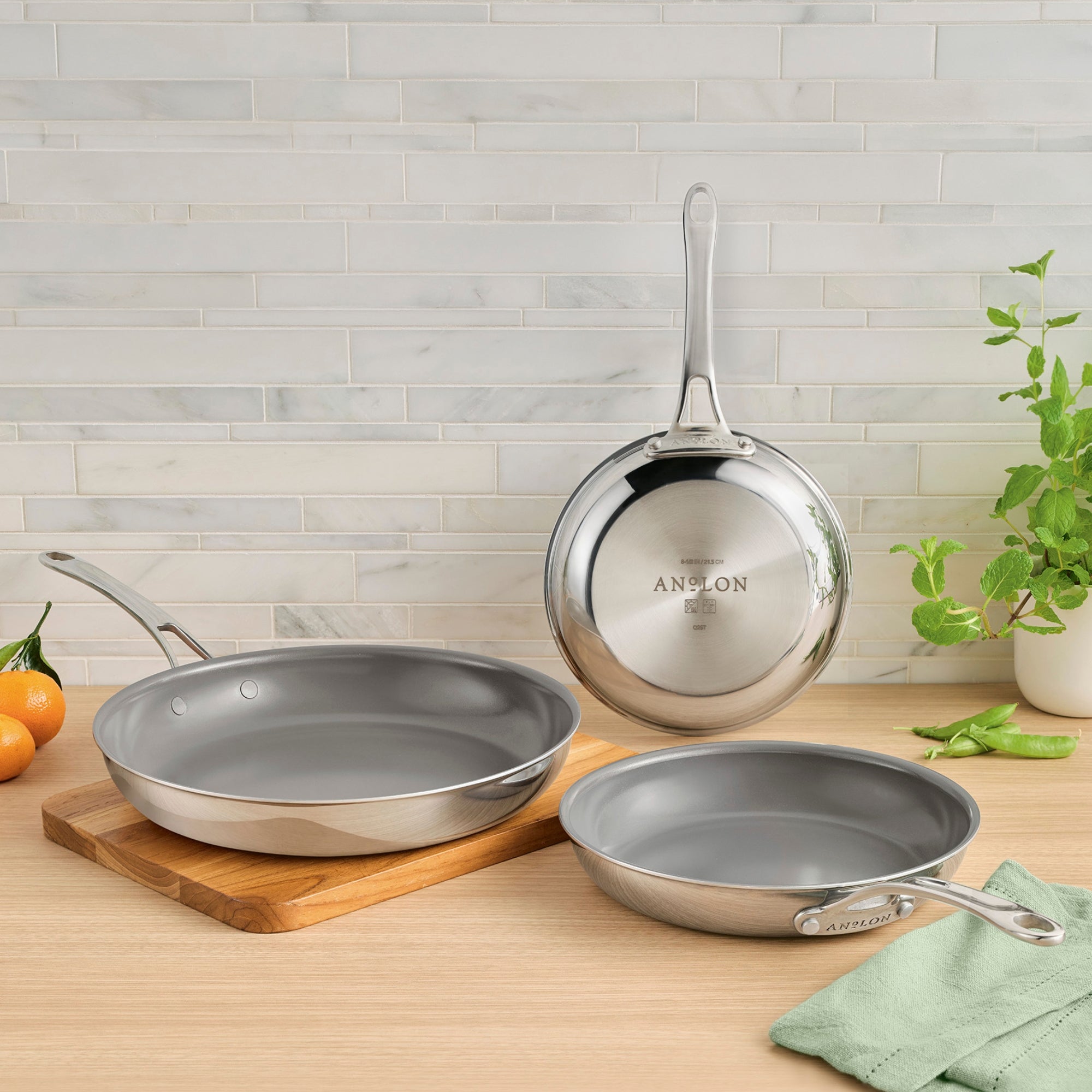 Product detail view: for searing, frying and everyday cooking – stainless steel – Anolon EverLast Ceramic Stainless Steel Induction Open Frypan 31cm