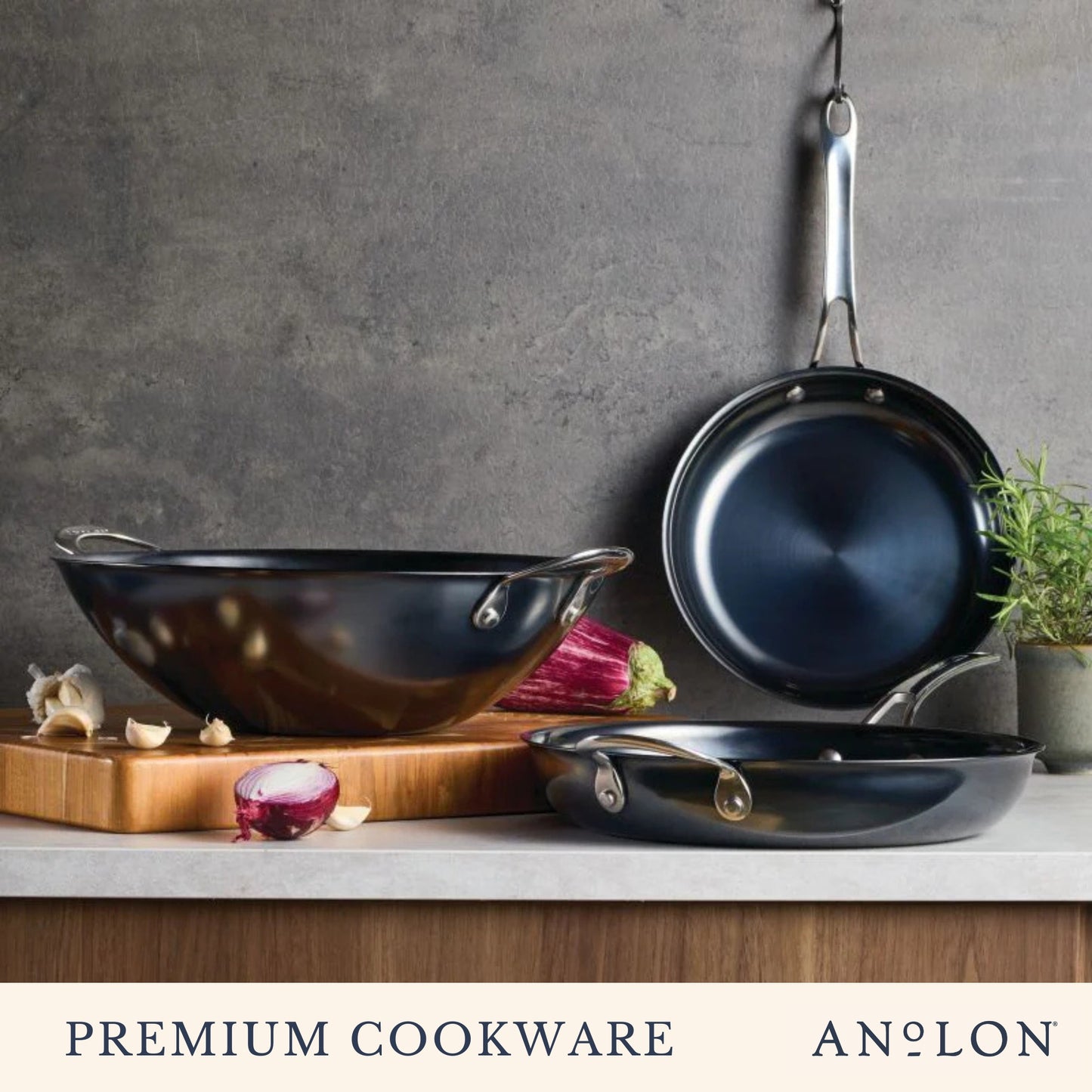 Anolon N₂ Carbon Steel Induction Wok 36cm