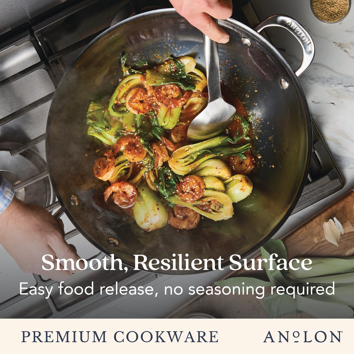 Anolon N₂ Carbon Steel Induction Wok 36cm
