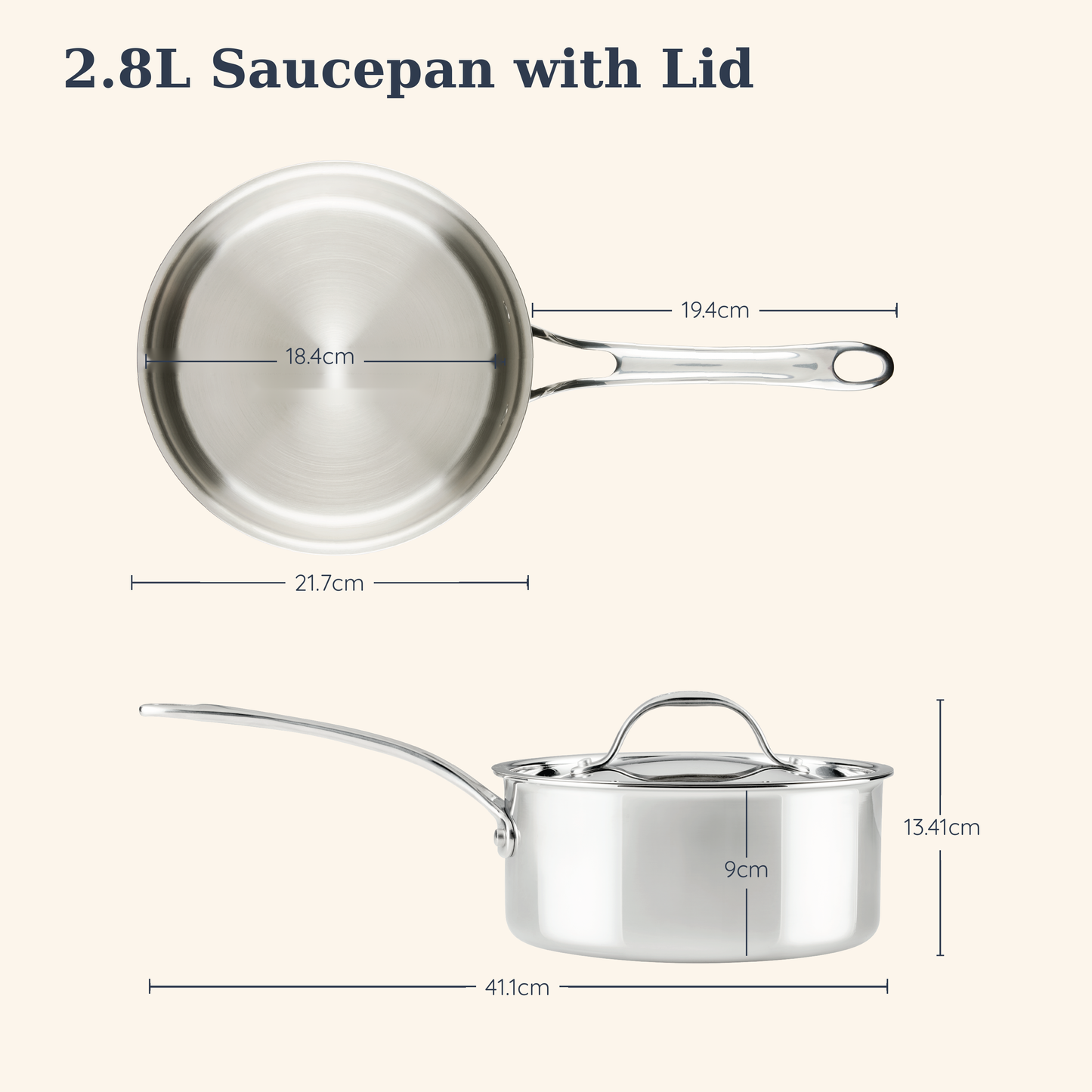 Anolon EverLast Tri-Ply Clad Stainless Steel Induction Covered Saucepan 20cm/2.8L