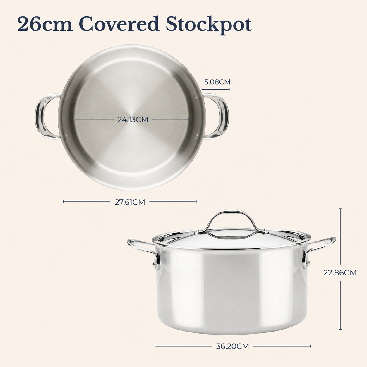Anolon EverLast Tri-Ply Clad Stainless Steel Induction Covered Stockpot 26cm/7.6L
