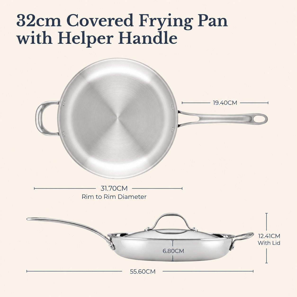 Anolon EverLast Tri-Ply Clad Stainless Steel Induction Covered Frypan with Helper Handle 32cm