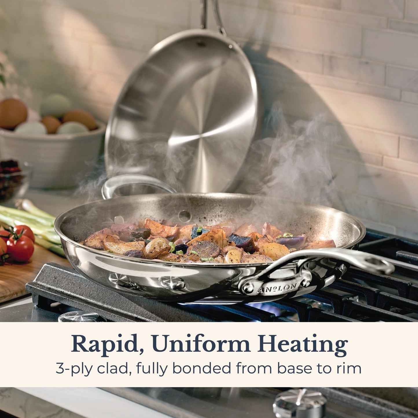 Anolon EverLast Tri-Ply Clad Stainless Steel Induction Frypan Twin Pack 25cm & 32cm