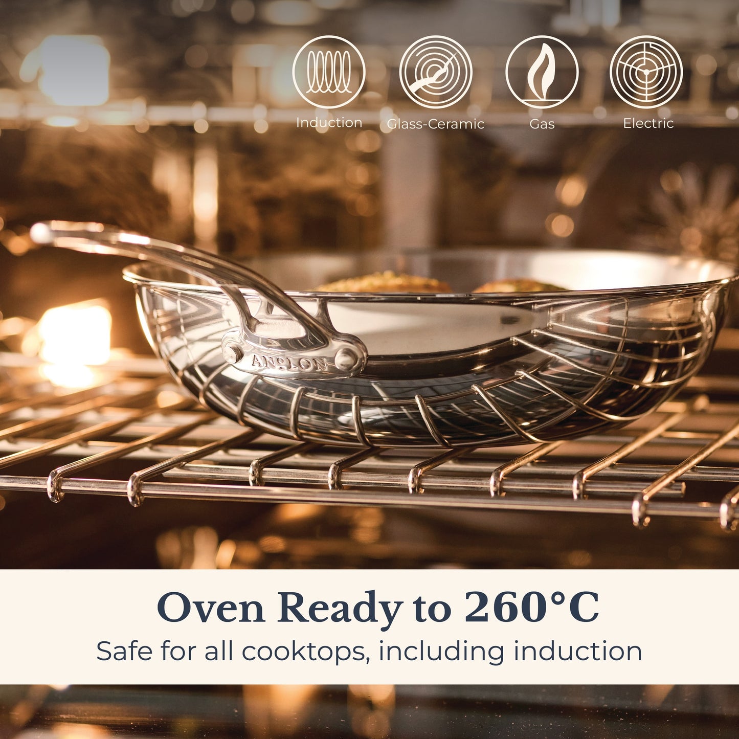 Anolon EverLast Tri-Ply Clad Stainless Steel Induction Open Stir-Fry with Helper Handle 32cm