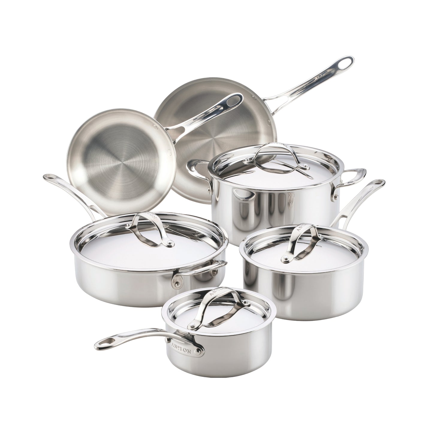 Anolon EverLast Tri-Ply Clad Stainless Steel Induction 10 Piece Cookware Set