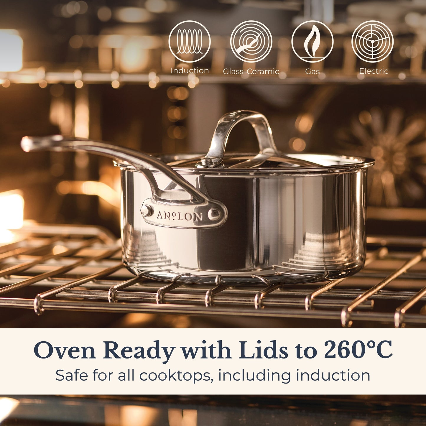Anolon EverLast Tri-Ply Clad Stainless Steel Induction Covered Saucepan 20cm/2.8L