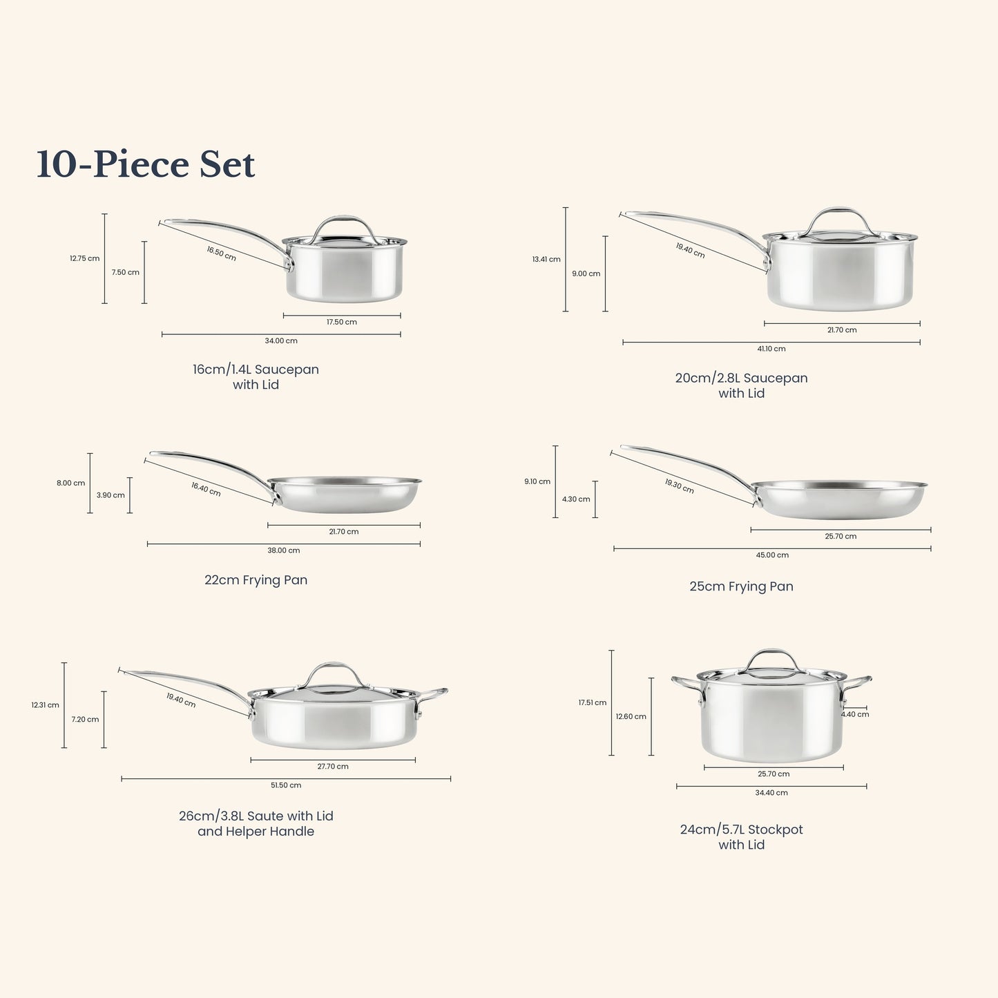 Anolon EverLast Tri-Ply Clad Stainless Steel Induction 10 Piece Cookware Set