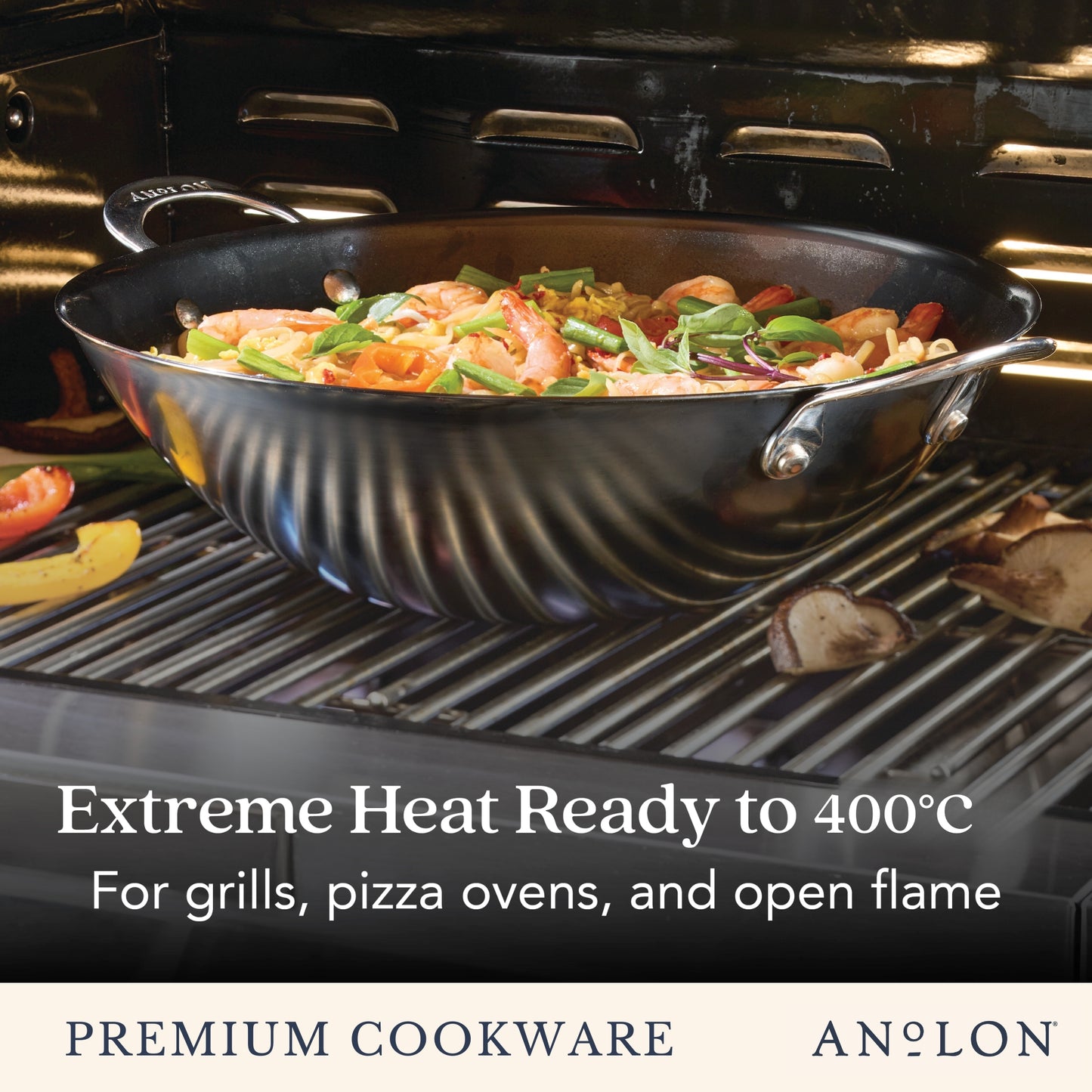 Anolon N₂ Carbon Steel Induction Wok 36cm