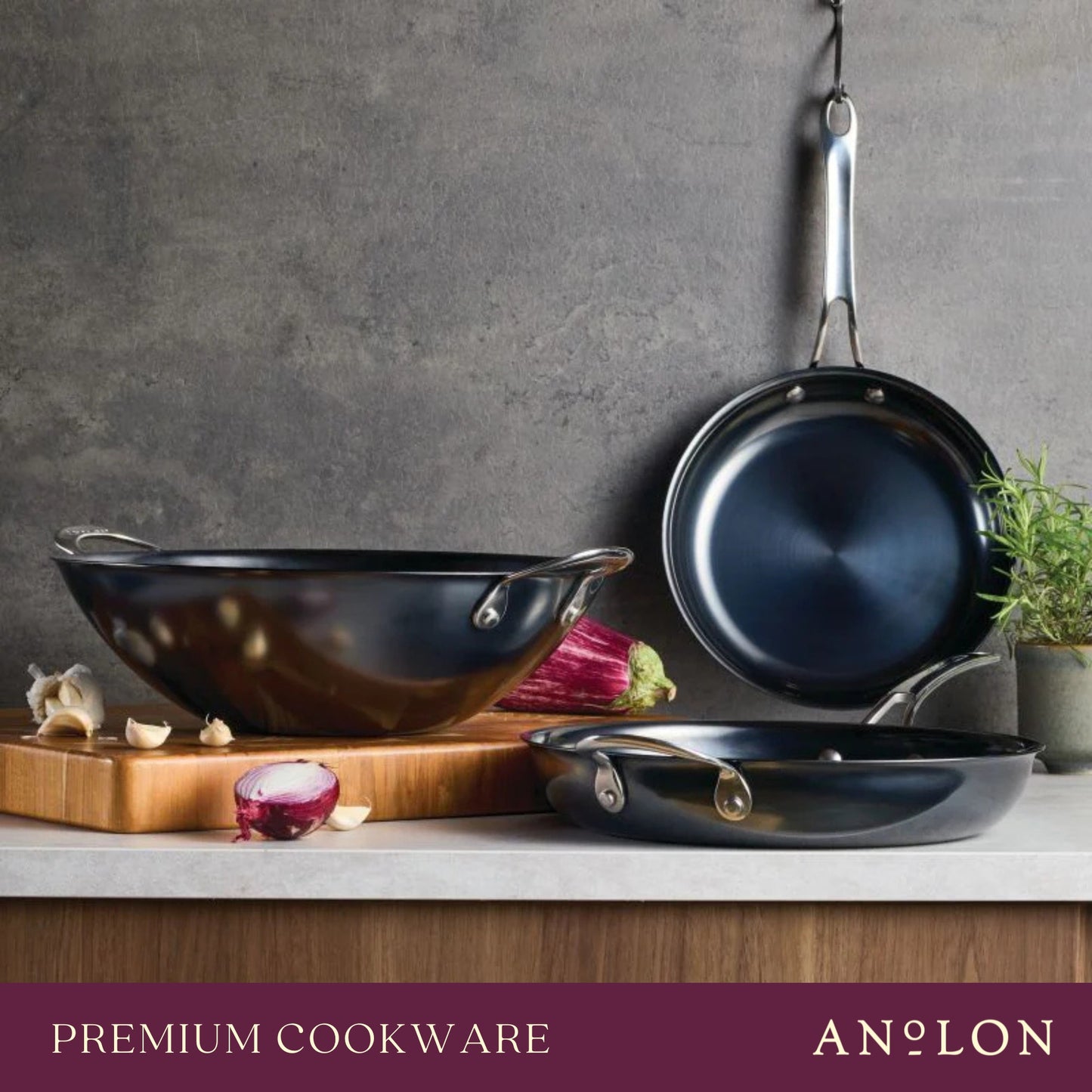 Anolon N₂ Carbon Steel Induction Wok 36cm