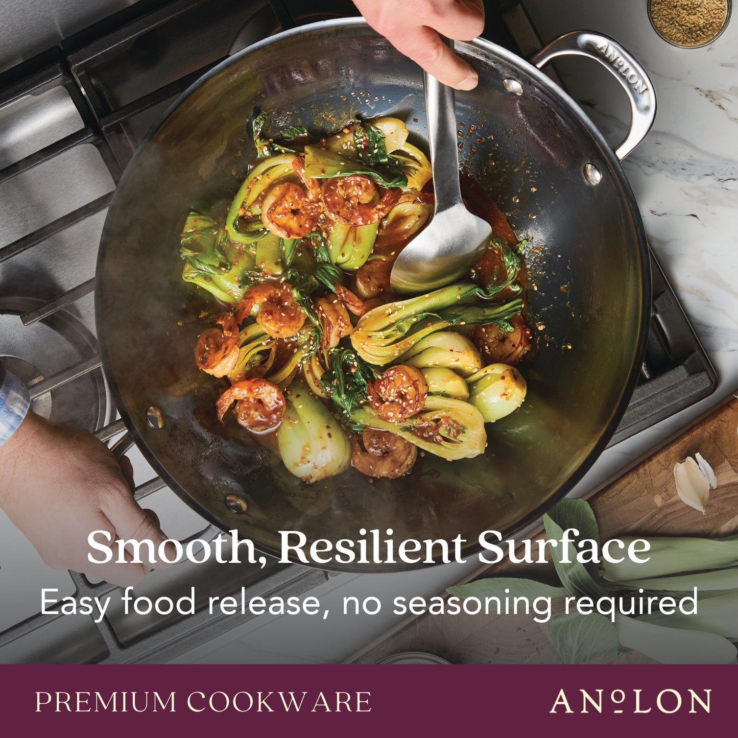 Anolon N₂ Carbon Steel Induction Wok 36cm
