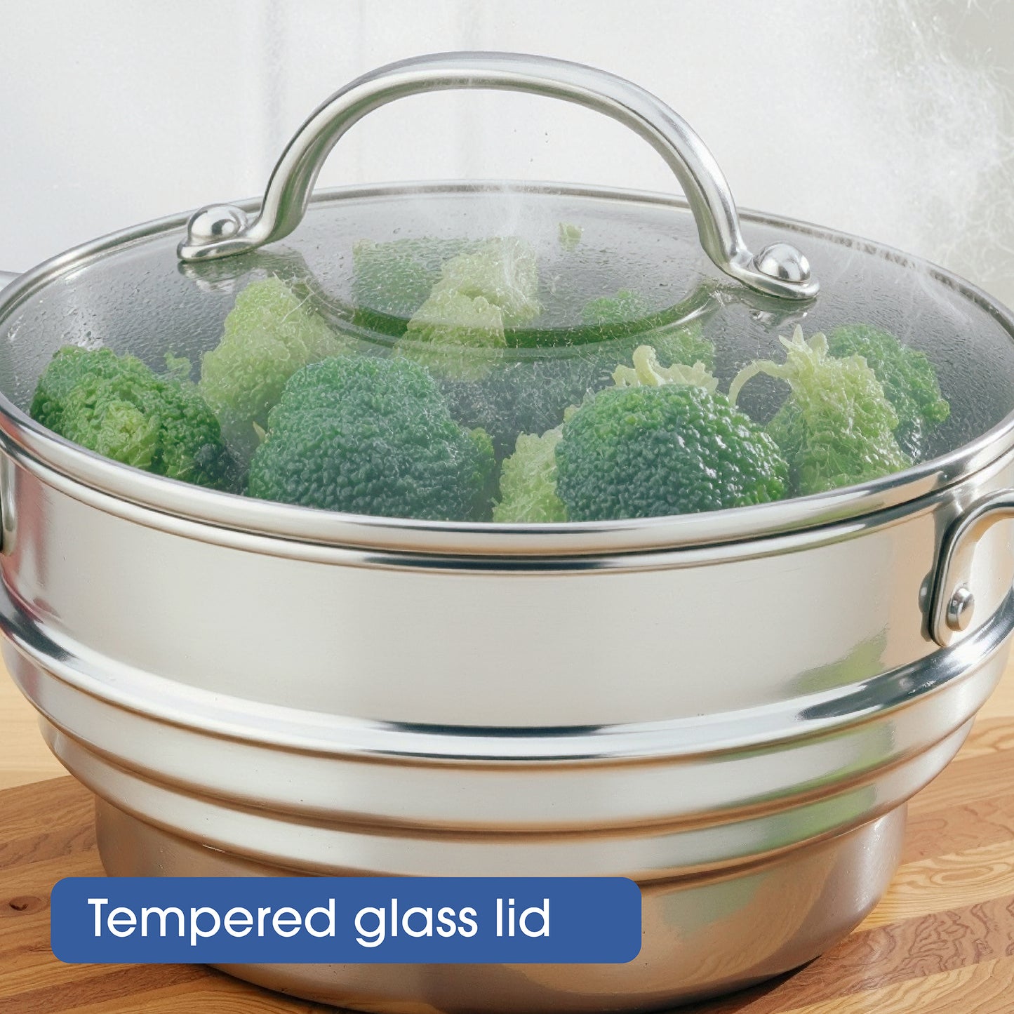 Stainless Steel Universal Steamer With Lid 16/18/20cm