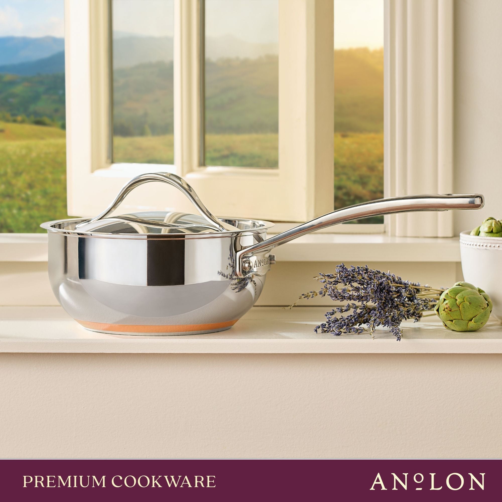Anolon Nouvelle Copper Stainless Steel Induction Covered Saucier
