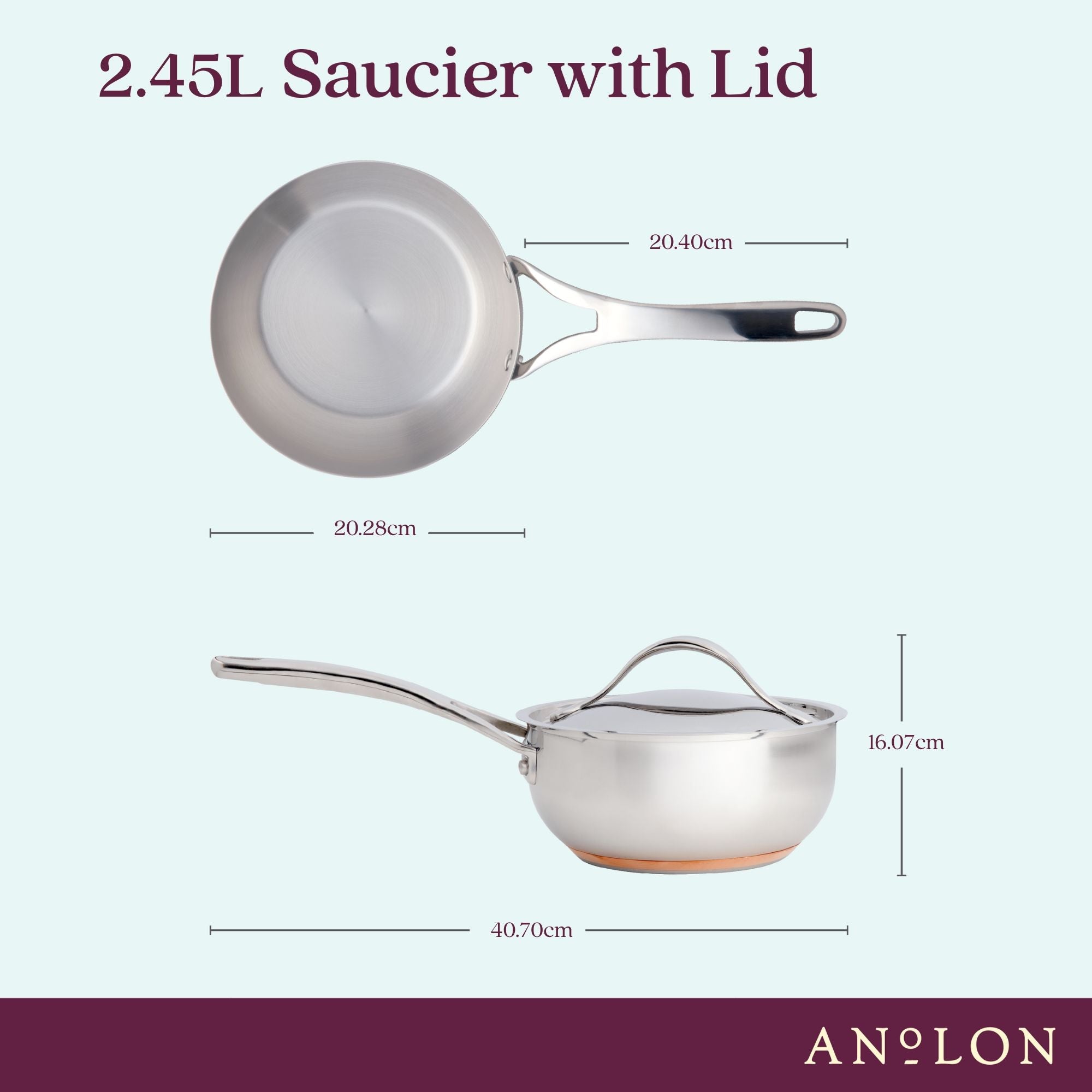 Anolon Nouvelle Copper Stainless Steel Induction Covered Saucier