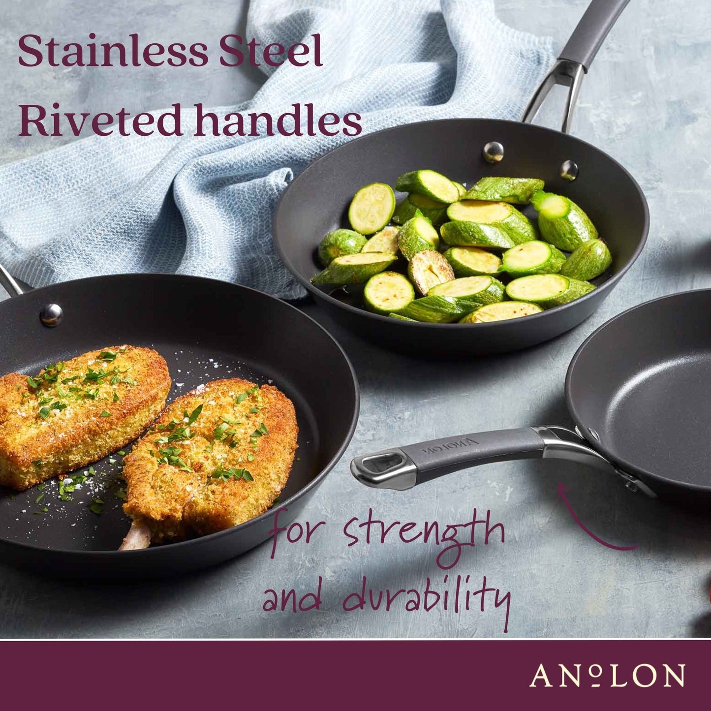 Anolon Endurance+ Nonstick Induction 3 Piece Essentials Cookware Set