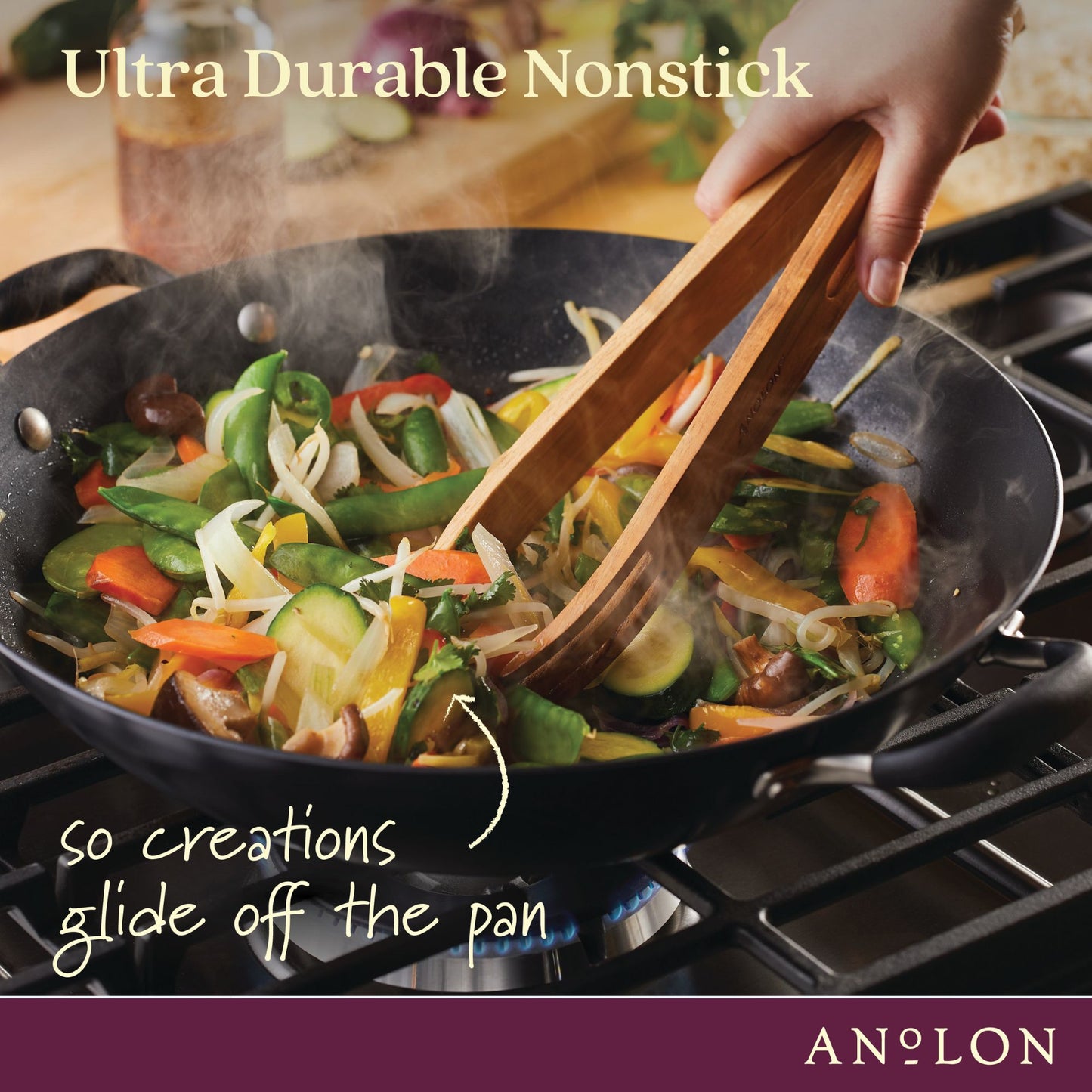 ANOLON Advanced Home 36cm Covered Wok with side handles