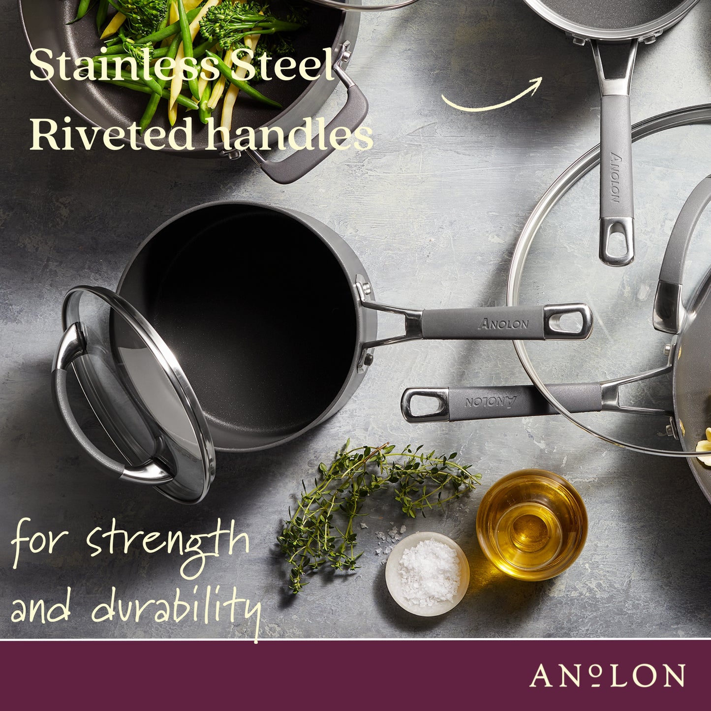 Anolon Endurance+ Nonstick Induction Saucepan With Bonus Steamer 18cm/2.8L