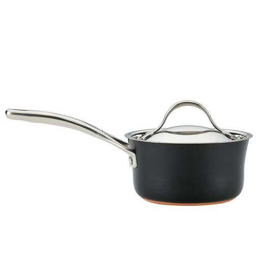 Anolon Nouvelle Copper Luxe Nonstick Induction Covered Saucepan 16cm/1.9L Onyx