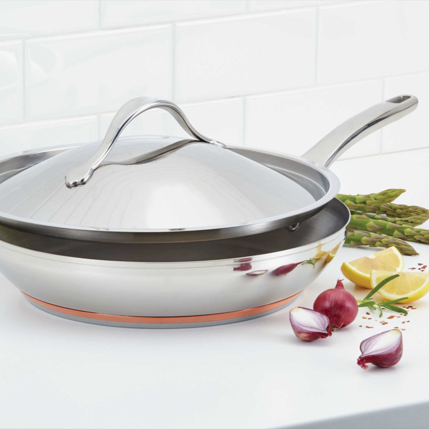 Anolon Nouvelle Copper Stainless Steel Covered Skillet 30cm
