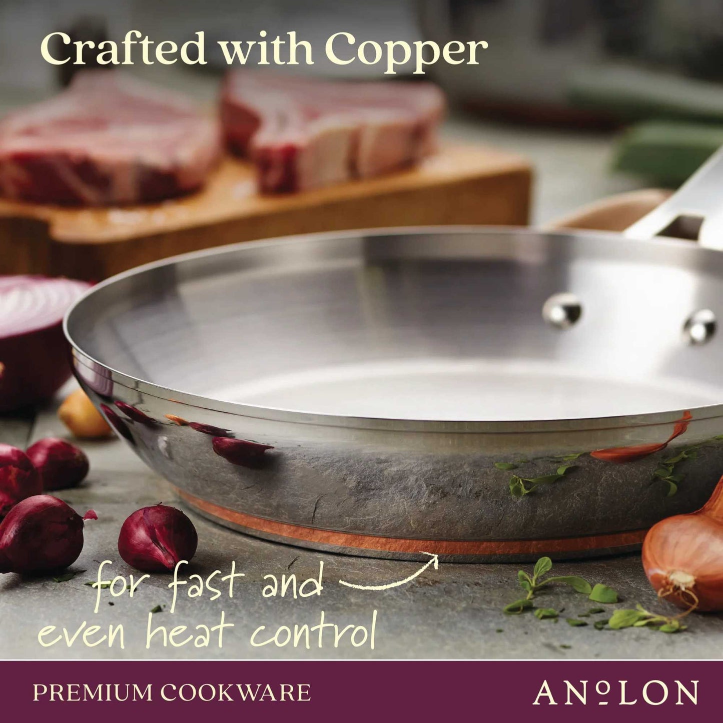 Anolon Nouvelle Copper Stainless Steel Covered Skillet 30cm