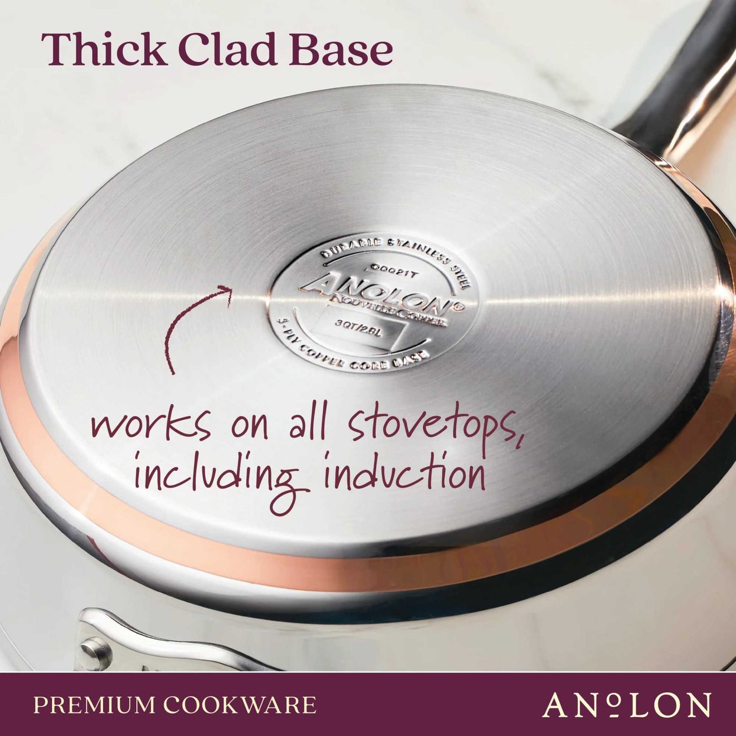 Anolon Nouvelle Copper Stainless Steel Covered Skillet 30cm
