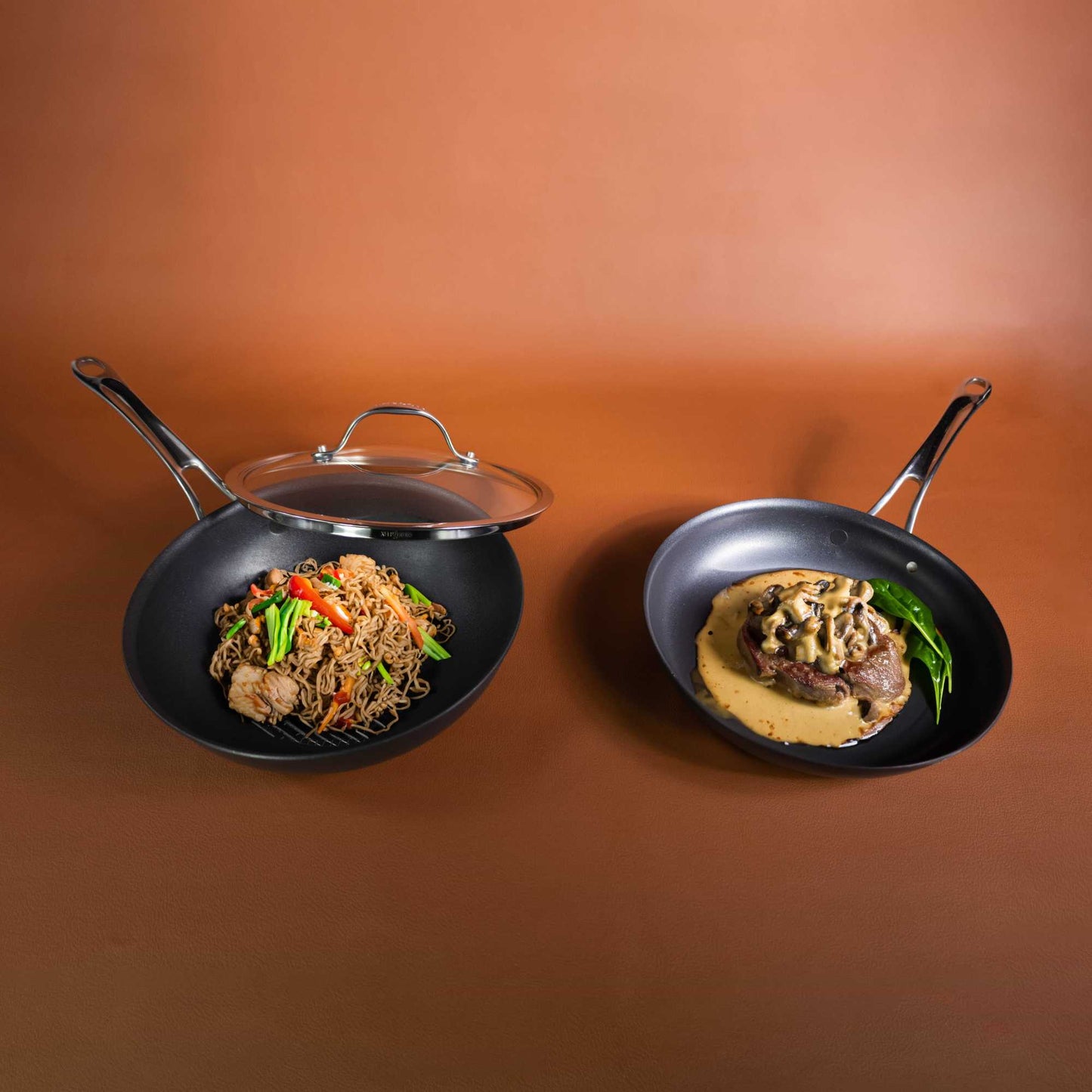 Anolon X Hybrid Stainless Steel Nonstick Induction Skillet 25cm & Stirfry 25cm