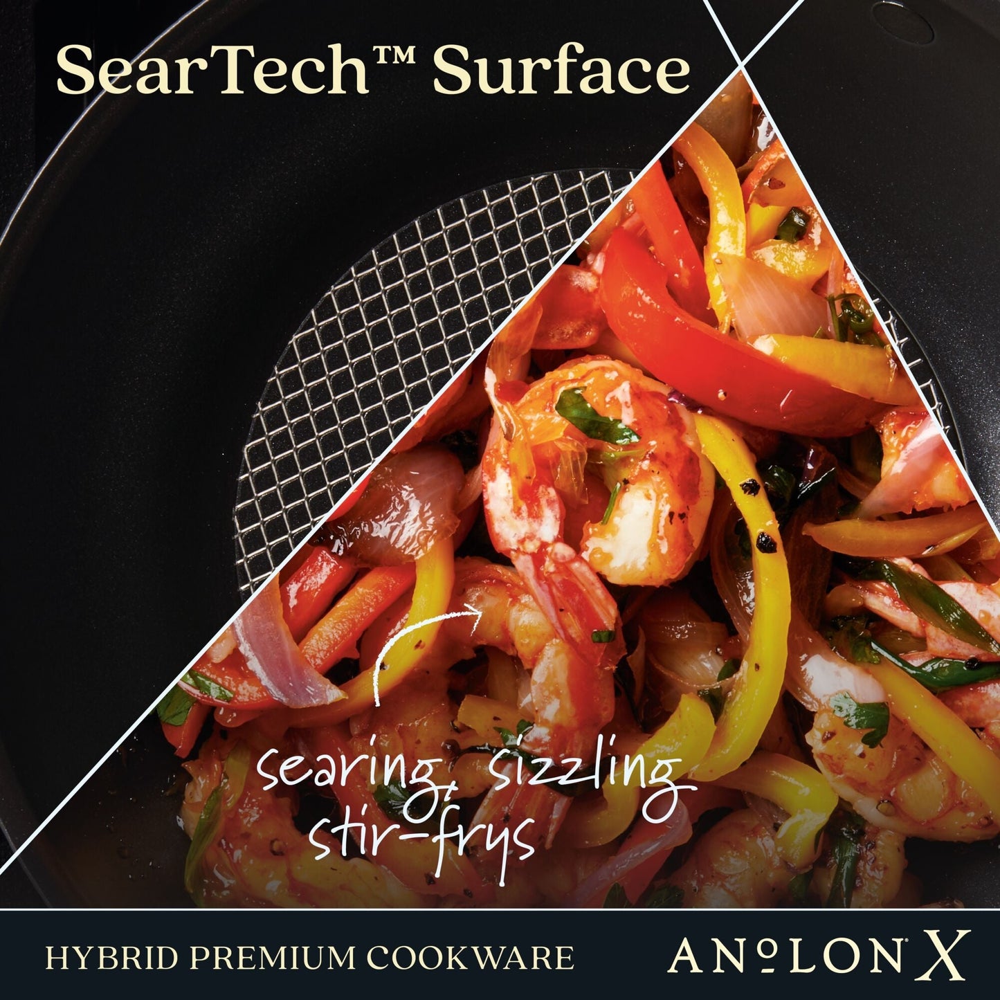 Anolon X Hybrid Stainless Steel Nonstick Induction Skillet 25cm & Stirfry 25cm