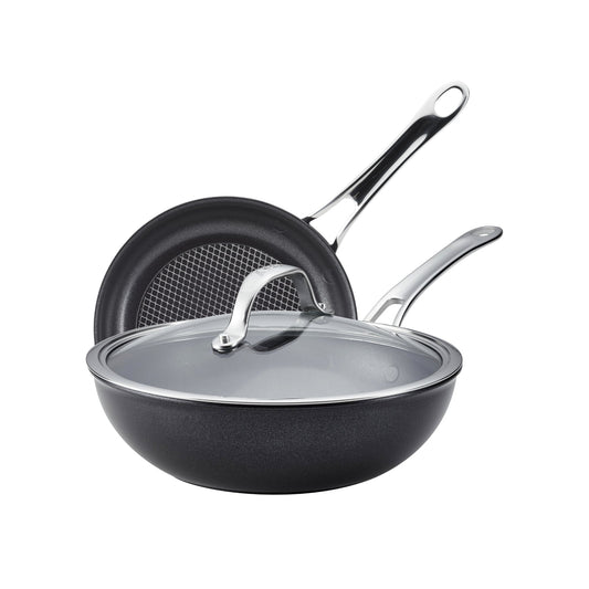 Anolon X Hybrid Stainless Steel Nonstick Induction Skillet 25cm & Stirfry 25cm
