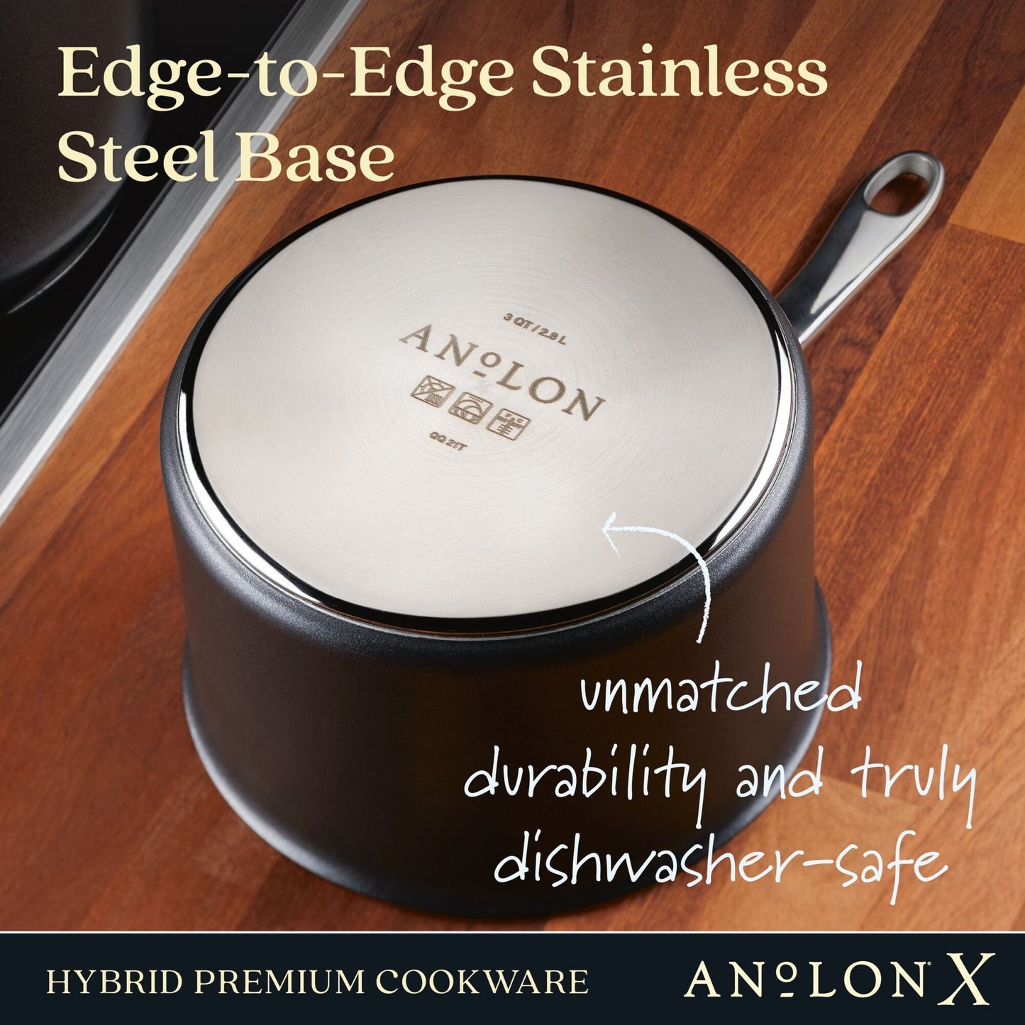 Anolon X Hybrid Stainless Steel Nonstick Induction Skillet 25cm & Stirfry 25cm