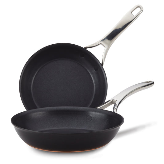 Anolon Nouvelle Copper Luxe Nonstick Induction Skillet Twin Pack 22/25cm Onyx